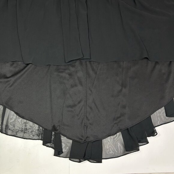 David Bridal Women High Low Black Chiffon Dress Strappy Beaded Front Sz 22 Flaw - Picture 6 of 12